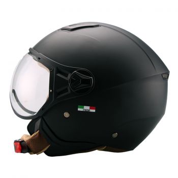 HELM Vito Jet moda / mat zwart bruine binnenkant